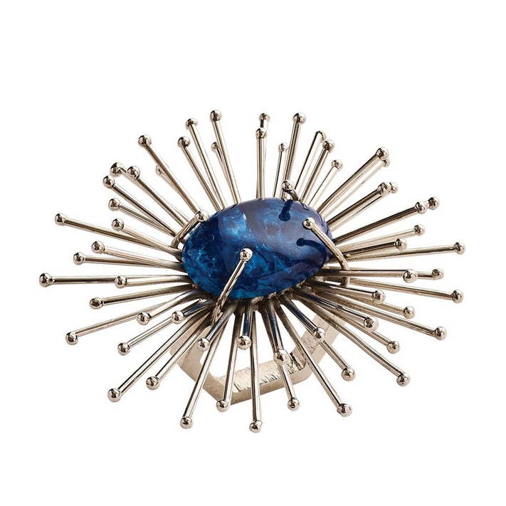 Flare Napkin Rings in Cobalt & Silver set of 4 for wholesale by AMIMA HOME