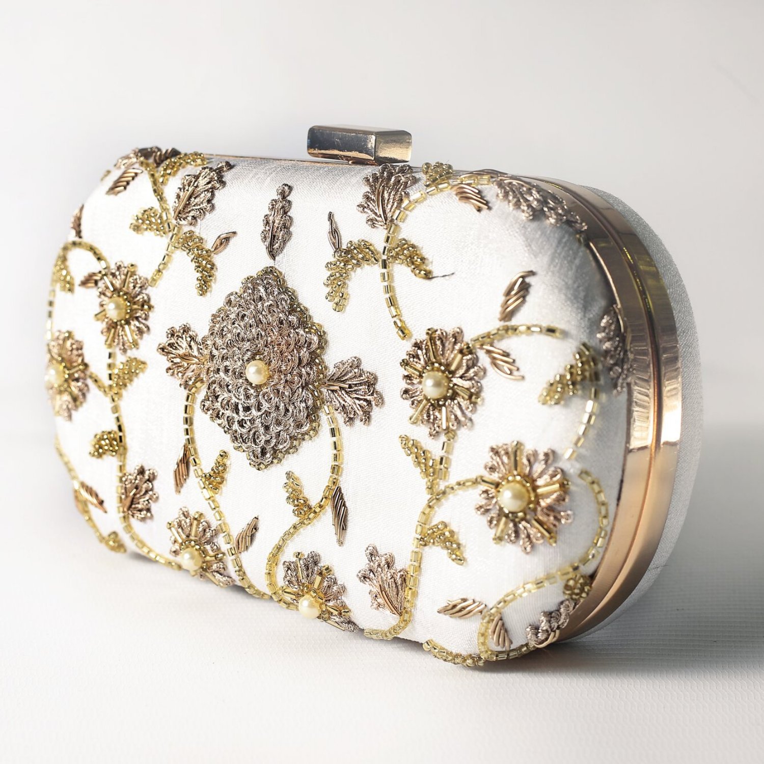 Clutch It Handbags - Wholesale Clutch Bag - Women's - AHANA Classic Minaudière Clutch with Zardozi Embroidery2