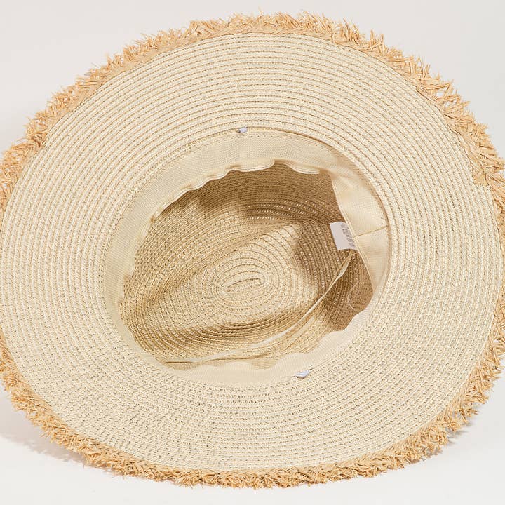 Collections by Fame Accessories - Wholesale Straw Hat - Women's - Straw Braided Fringe Fedora Hat