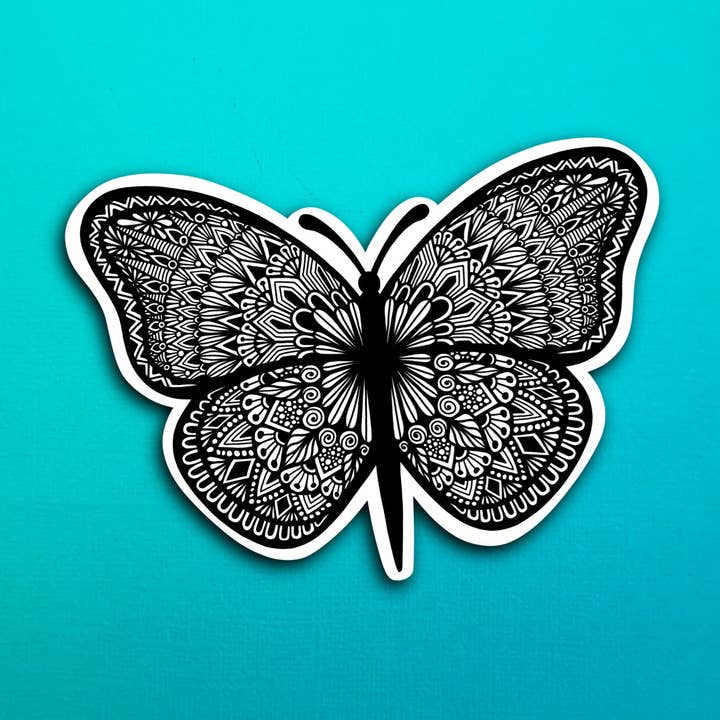 Zenspire Designs - Wholesale Sticker - Butterfly B&W Sticker (WATERPROOF)0