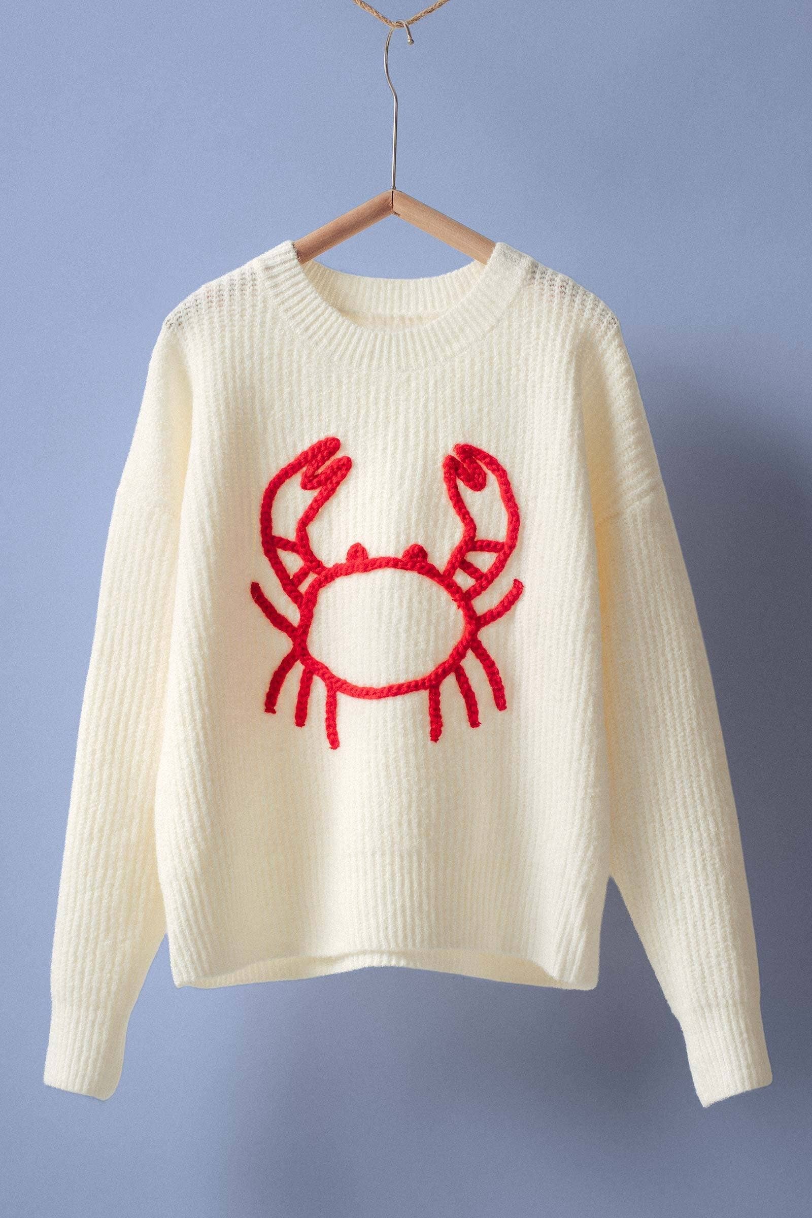 Urban Daizy - Wholesale Knit Sweater - Women's - Chunky Crab Embroidered Knit Sweater1