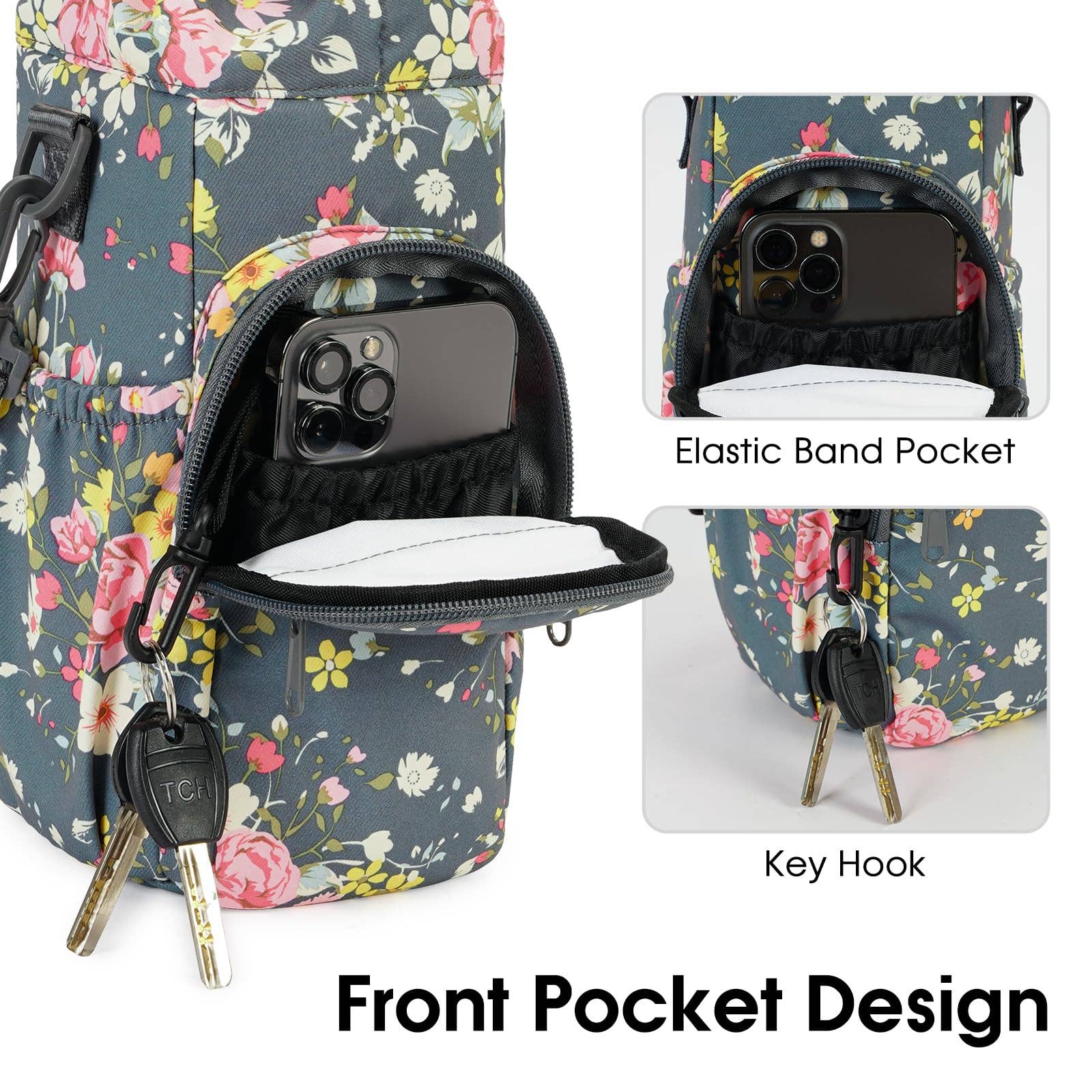 wandf - Wholesale Bottle Rack/Holder - Insulated Water Bottle Holder with Strap and Phone Pocket58