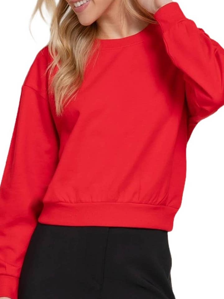 Long Slv Round Neck Crop Sweatshirt for wholesale by Vanilla Monkey