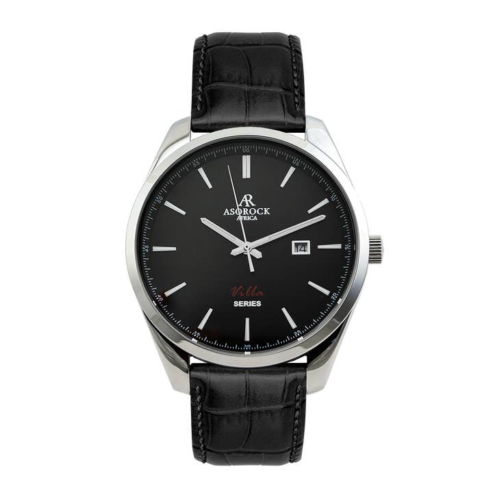 Silver/black - black leather strap Villa for wholesale by ASOROCK WATCHES ™