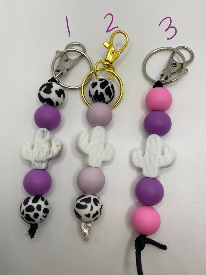 Silicone Bead Keychain, Cactus Keychain , Beaded Keychain, for wholesale by Crafting With Araceli