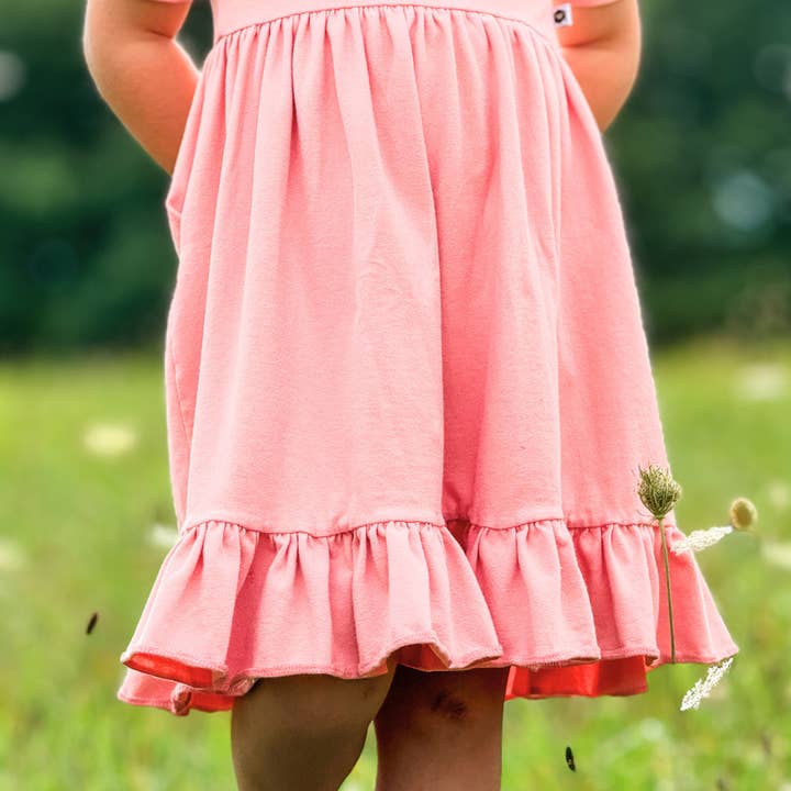 Bamboo Short Sleeve Twirl Dress in Pink Lemonade for wholesale by Bumblito