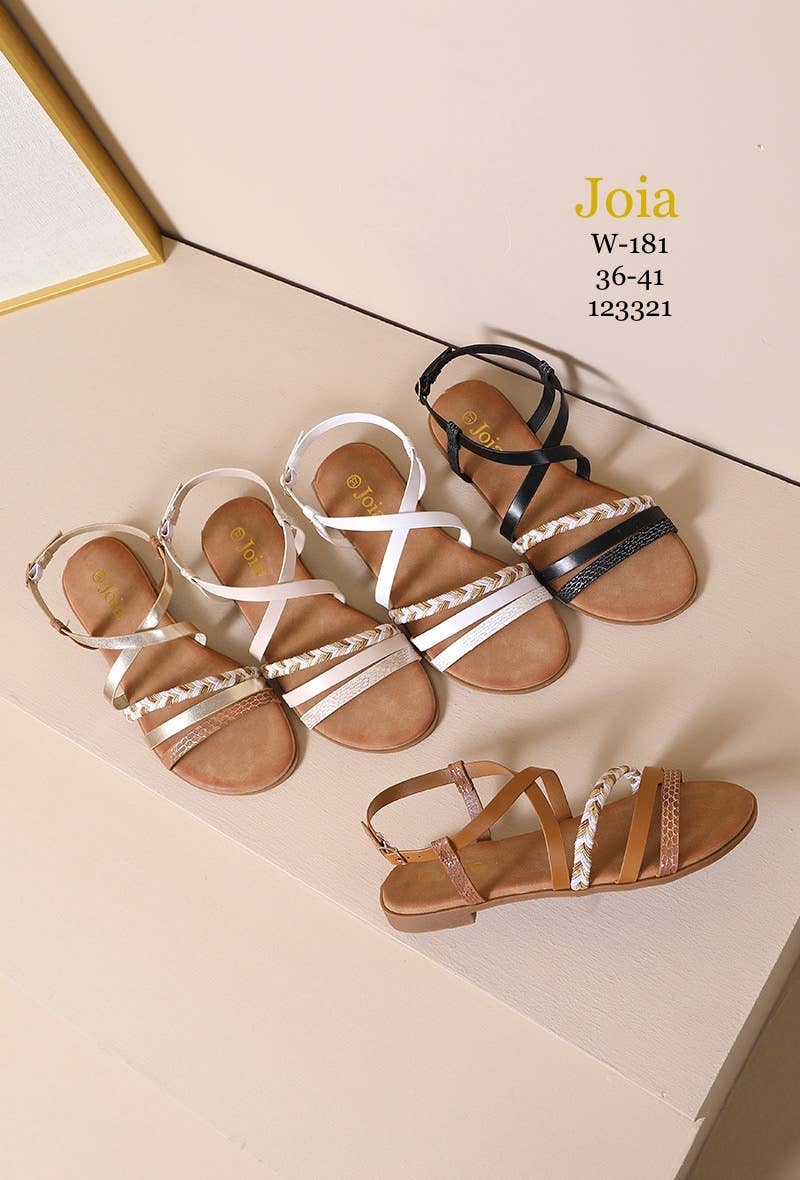 Joia Paris - Wholesale Sandals - Women's - FLAT SANDALS WITH BI-MATERIAL STRAPS W-181