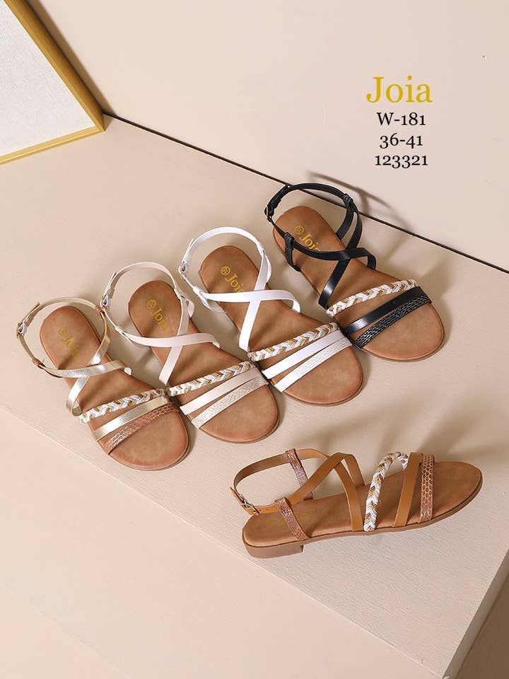 Joia Paris - Wholesale Sandals - Women's - FLAT SANDALS WITH BI-MATERIAL STRAPS W-1810
