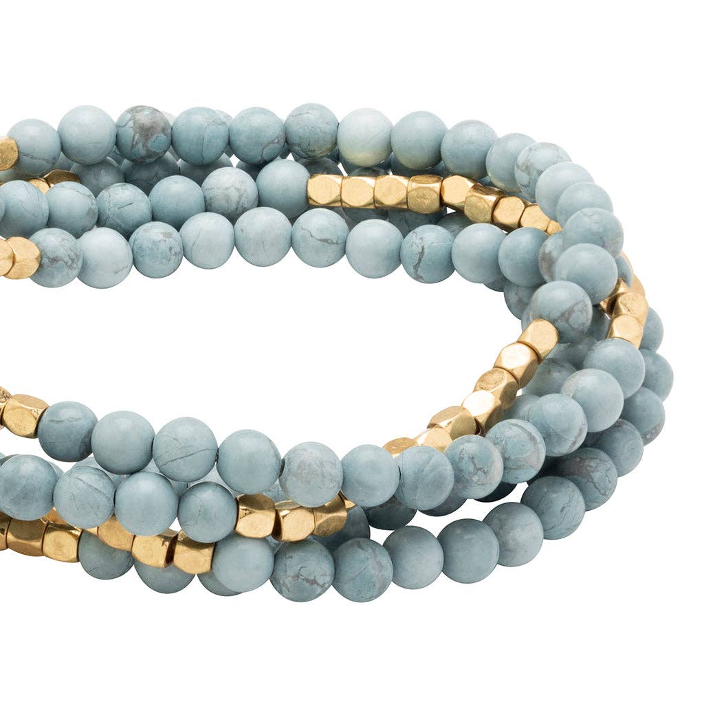 Scout Curated Wears - Wholesale Beaded Bracelet - Stone Wrap: Blue Howlite - Stone of Harmony2