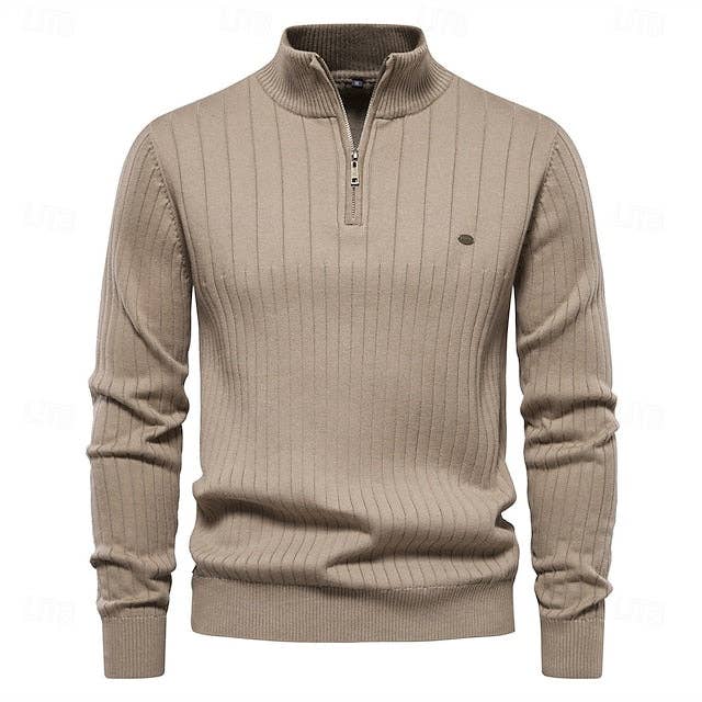 Ecovear - Wholesale Knitted jumper – Men′s - Cotton Pullover Sweater With Quarter Zip Neckline2