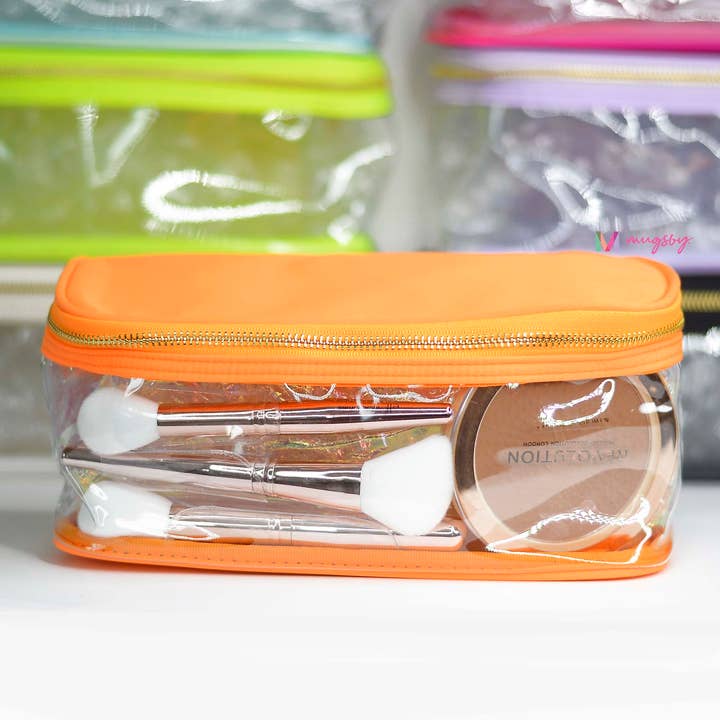 Mugsby - Wholesale Makeup/Cosmetic Bag - Neon Orange Rectangular Makeup Bag