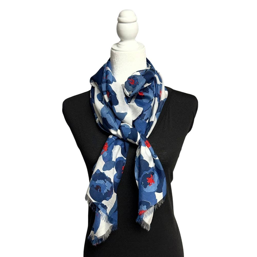 Humble Hilo – Cachecol - Mulher por atacado – Lenço Humble Hilo com arte de papoulas vetoriais1