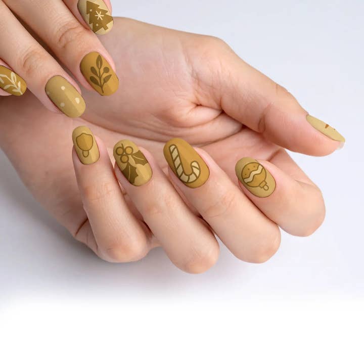 Beige Bliss: Tan Tidings Press-On Nails for wholesale by FYNE BODY