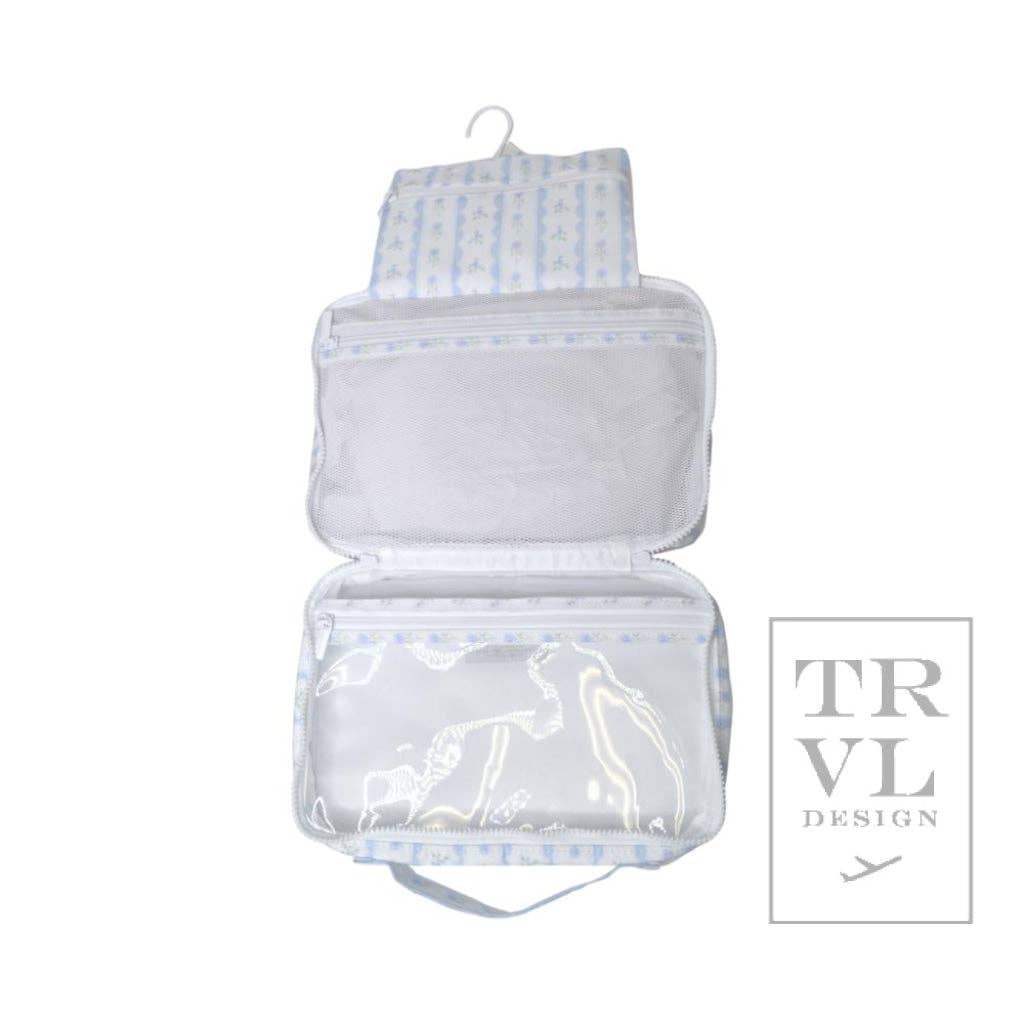 TRVL Design - Wholesale Toiletry Bag - Women's - Bundle Up2 Hanging Toiletry Bag - Ribbon Floral Blue3