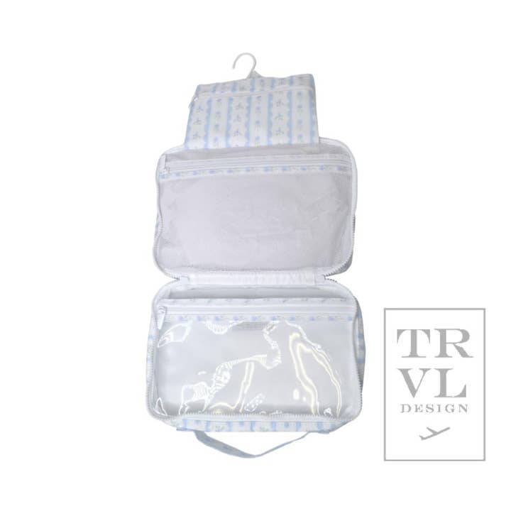 TRVL Design - Wholesale Toiletry Bag - Women's - Bundle Up2 Hanging Toiletry Bag - Ribbon Floral Blue3