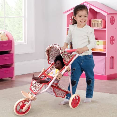 The New York Doll Collection - Wholesale Doll Stroller - Kids - Baby Doll Floral Jogging Stroller