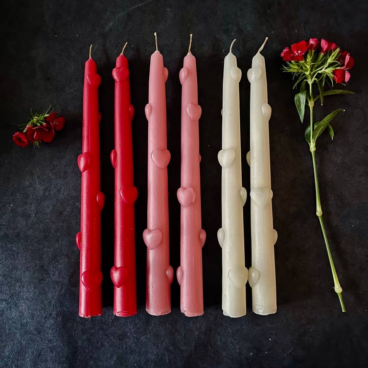 Heart Taper Candle | 100% Beeswax Candlestick | Valentine’s for wholesale by Wicksburgh