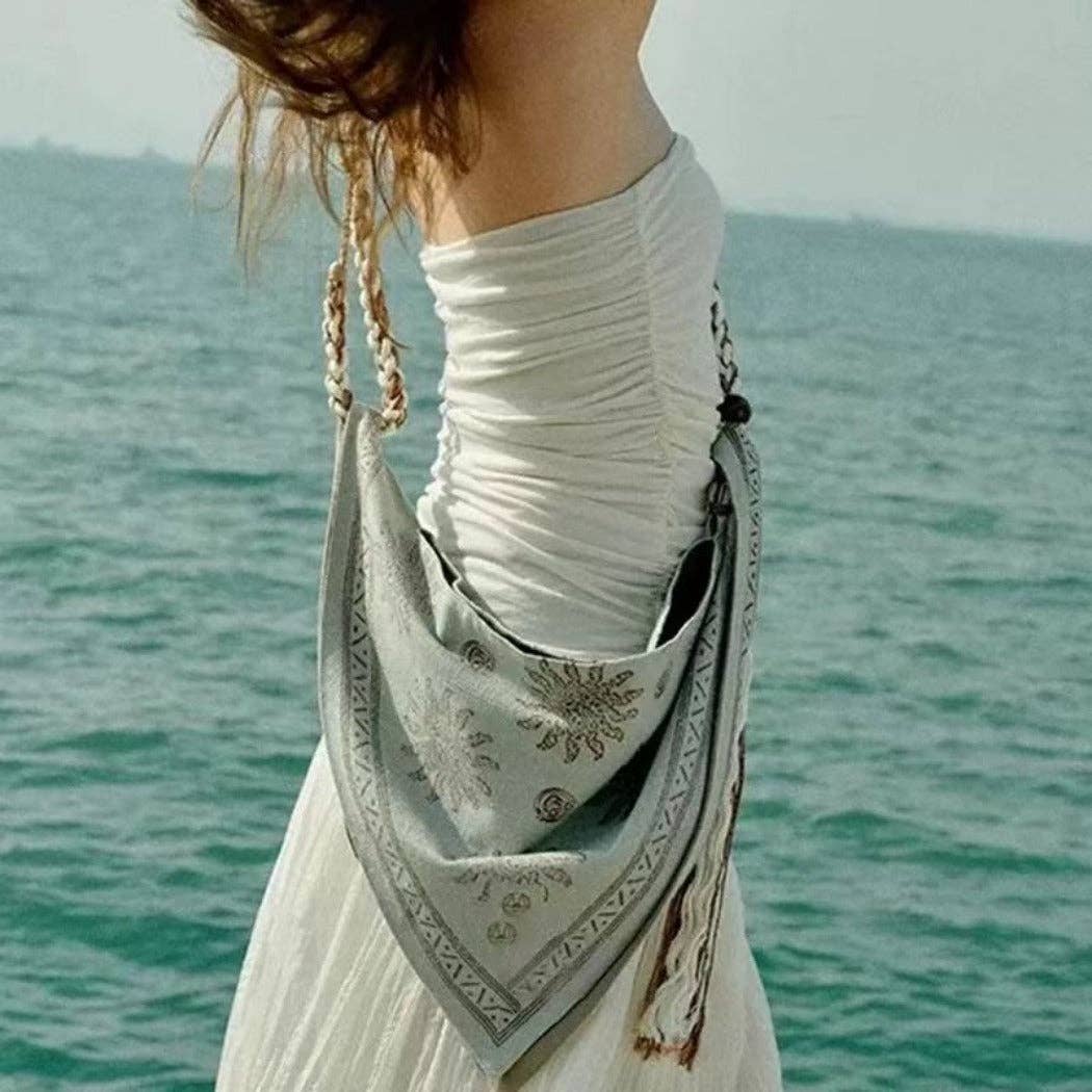 Funkyrel® Atzbranding Limited – Großhandel Tragetasche – Damen – Cosbai - Boho-Dreieckstasche mit Quasten2