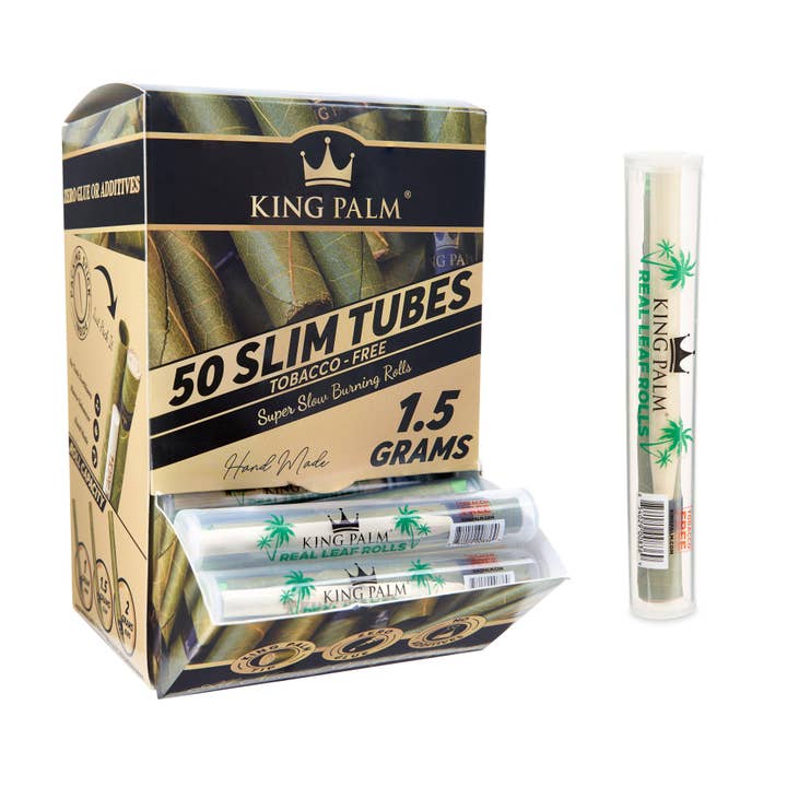 King Palm Single Leaf Tubes 50ct Dispenser – Slim Size for wholesale by Cannatron