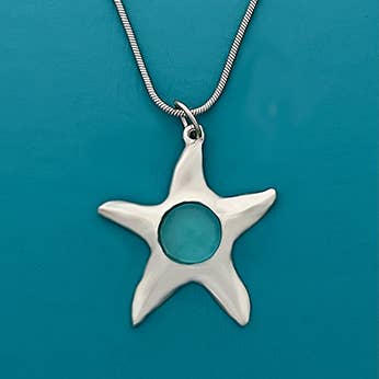 Collana Seastar Seaglass - Seaglass rotondo turchese per la vendita all'ingrosso da parte di Basic Spirit