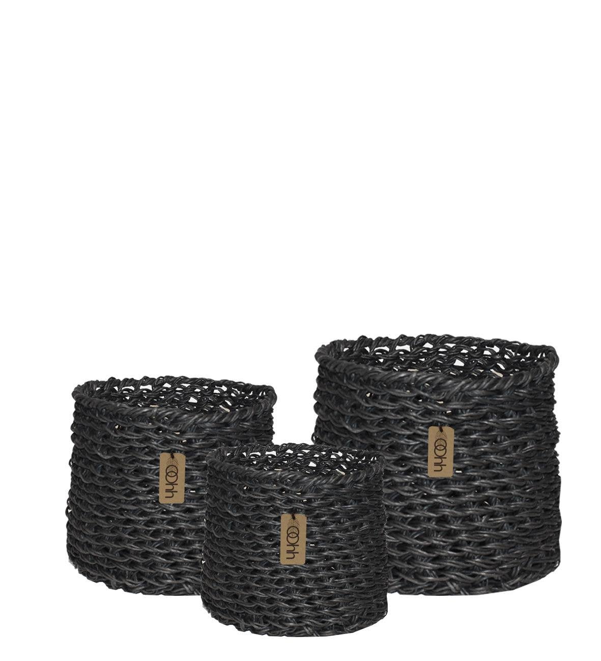 Lübech Living - Wholesale Basket - Set Of 3 Woven Paper Baskets, Black0