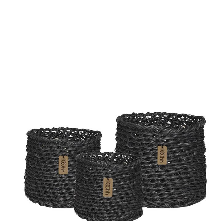 Lübech Living - Wholesale Basket - Set Of 3 Woven Paper Baskets, Black0