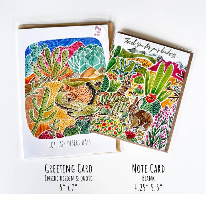 Mary M Spencer Design - Wholesale Everyday Greeting Card - Mountain Cactus Nature Scene Blank A2 Single Note Card2