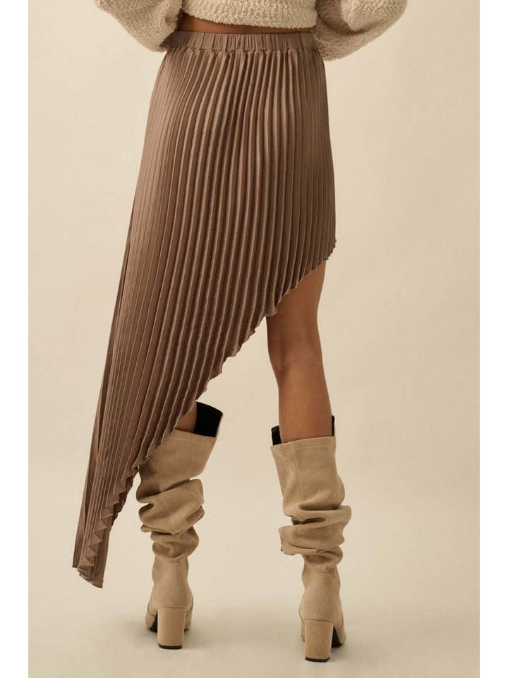 Promesa USA - Wholesale Skirt - Women's - Satin Accordion Pleated Asymmetrical Maxi Skirt5