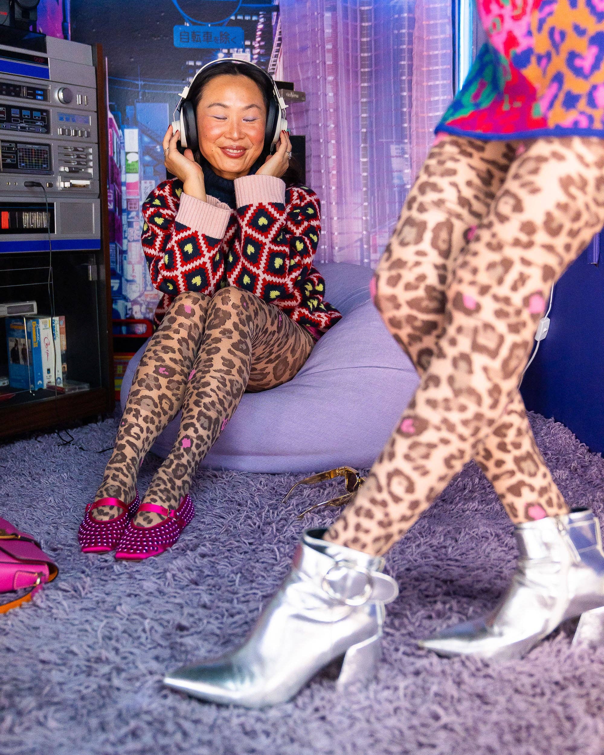 Sock Candy – Collants - Mulher por atacado – Collants Transparentes com Estampa de Leopardo Rosa Pop7