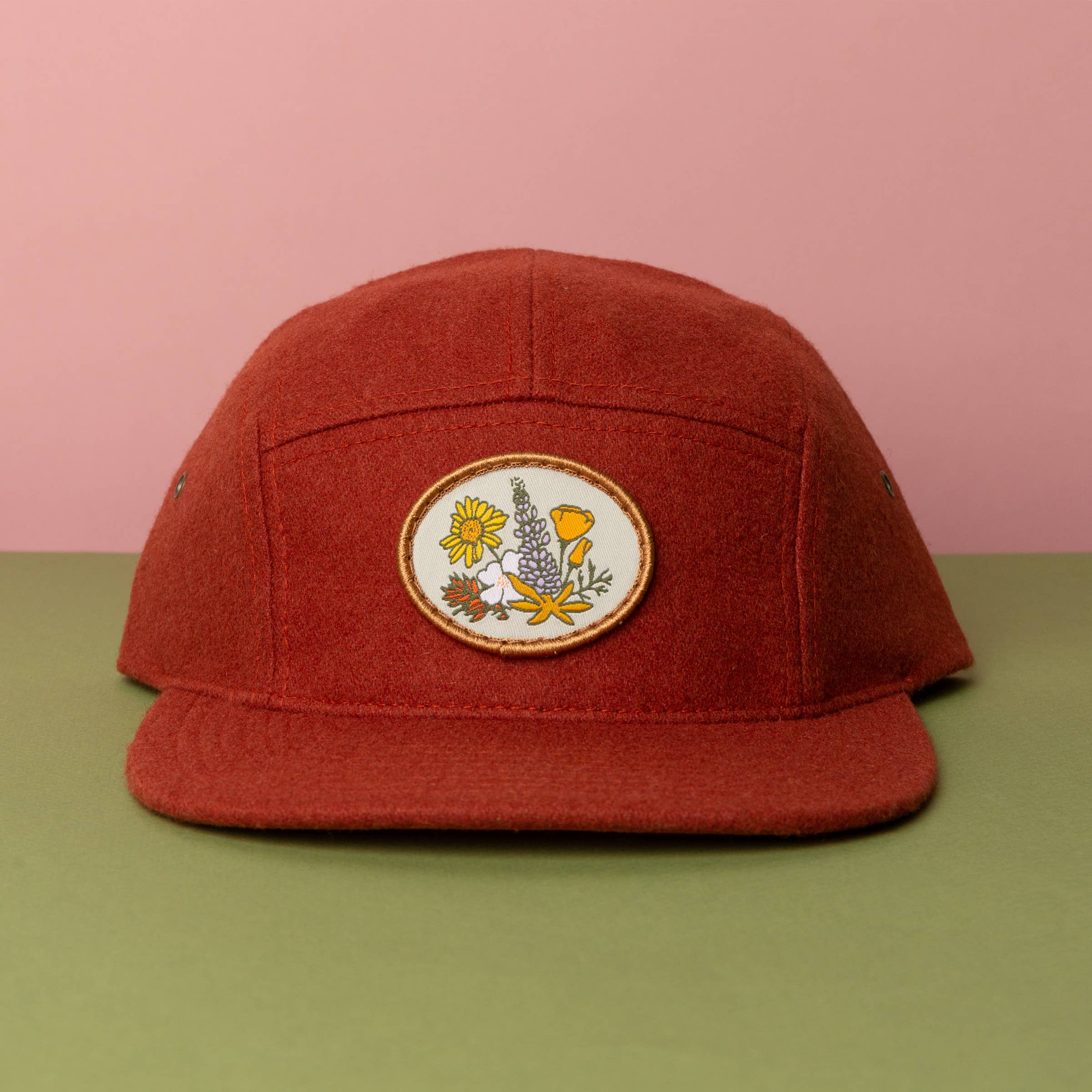 Tender Loving Empire - Wholesale Flat Brim Cap - Unisex - Grow Wildflowers Hat (Wool - Rust)