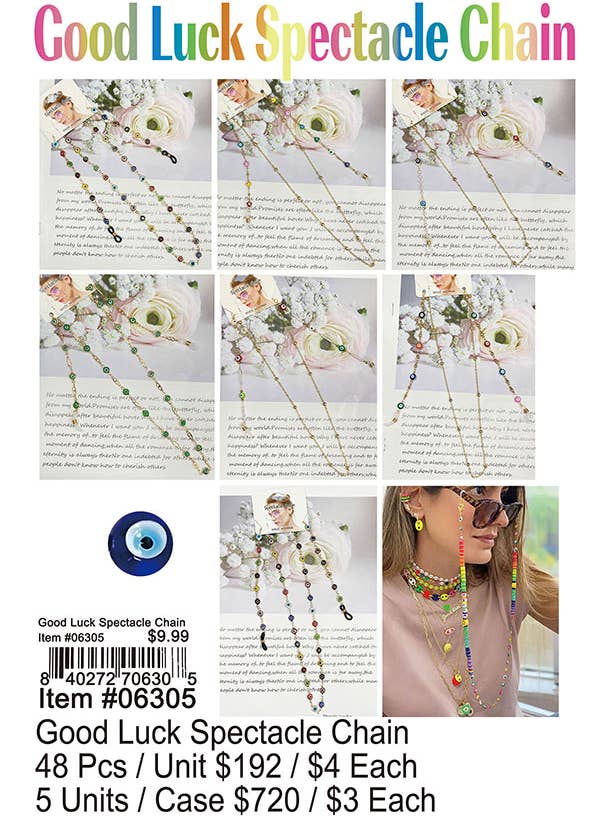 Good Luck Spectacle Chain for wholesale by Puka Creations