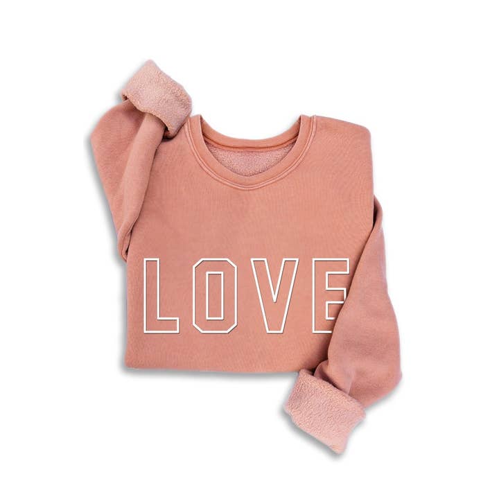 HRTandLUV - Wholesale Graphic Sweatshirt - Women's - LOVE PUFF PRINT MINERAL SWEATSHIRTS