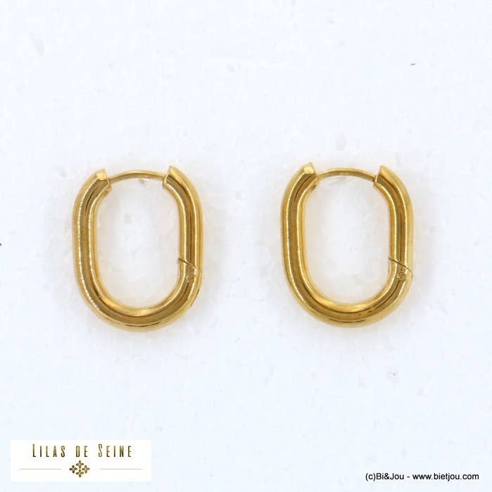 Minimalist steel mini hoop earrings 0322110 for wholesale by Lilas de Seine