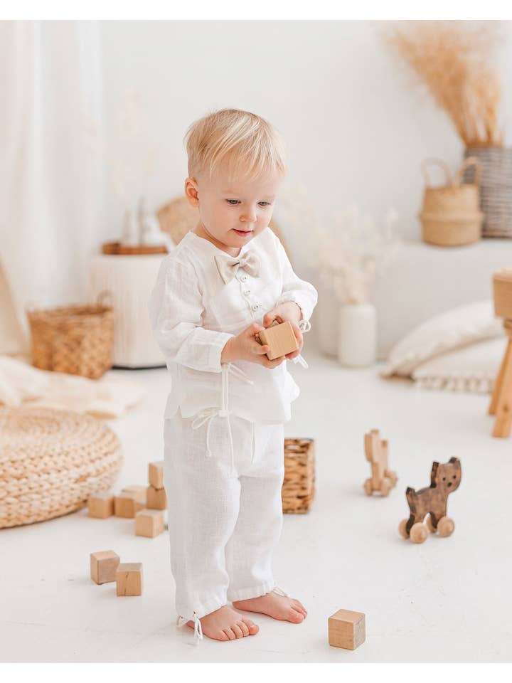 Matrinna - Vendita all'ingrosso Completino - Neonati - Completo Battesimo in Lino per Bambino, Abito da Cerimonia per Neonato, Completo Elegante per Battesimo1