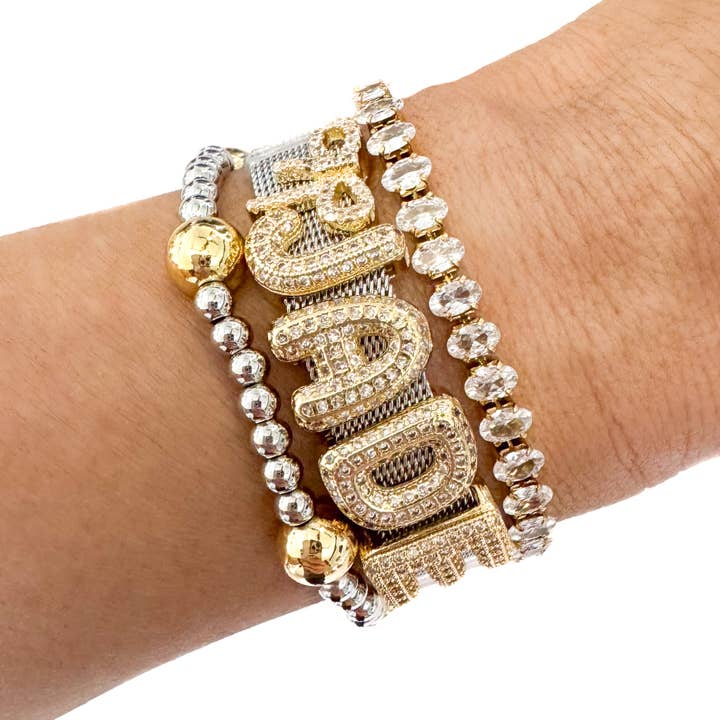 Savvy Bling - Vendita all'ingrosso Braccialetto con ciondolo/pendente - Braccialetto con ciondolo personalizzato con nome iniziale a bolle