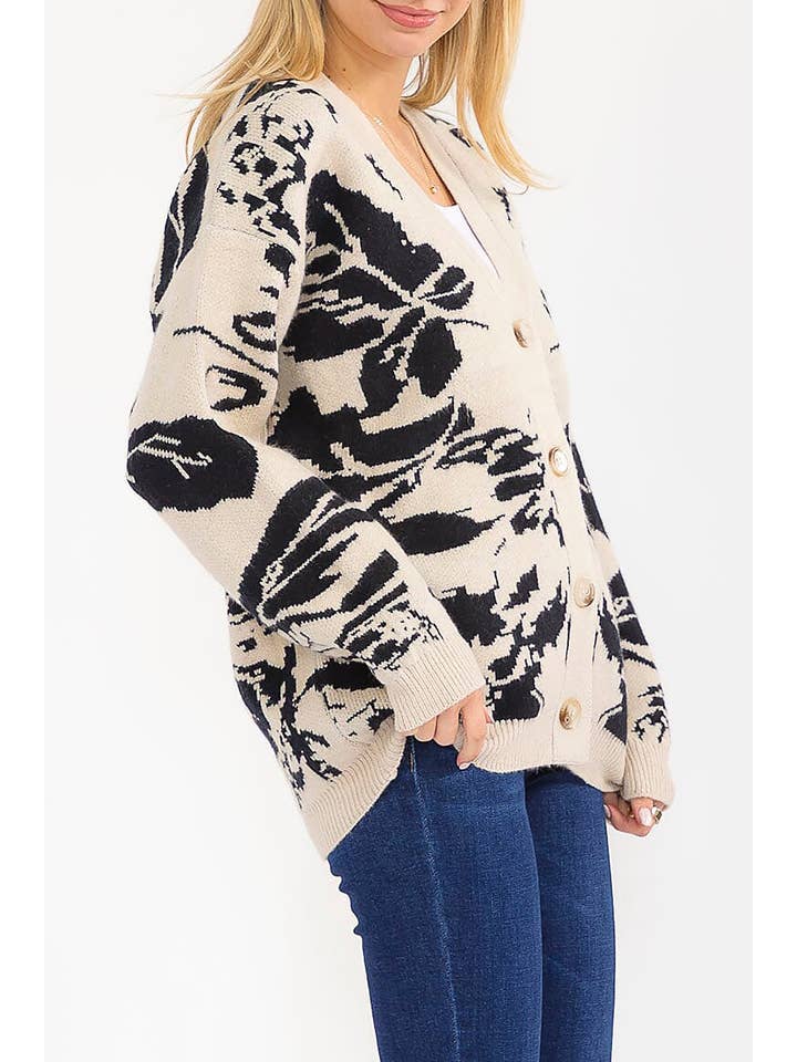 FARINA D'AVENA CARDIGAN MULTI STAMPA CON BOTTONI in vendita all'ingrosso su Faire1