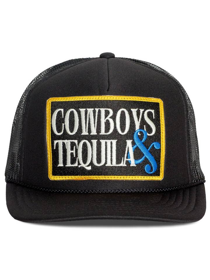 Casquette de camionneur Cowboys & Tequila en noir foncé pour la vente par Friday Feelin'