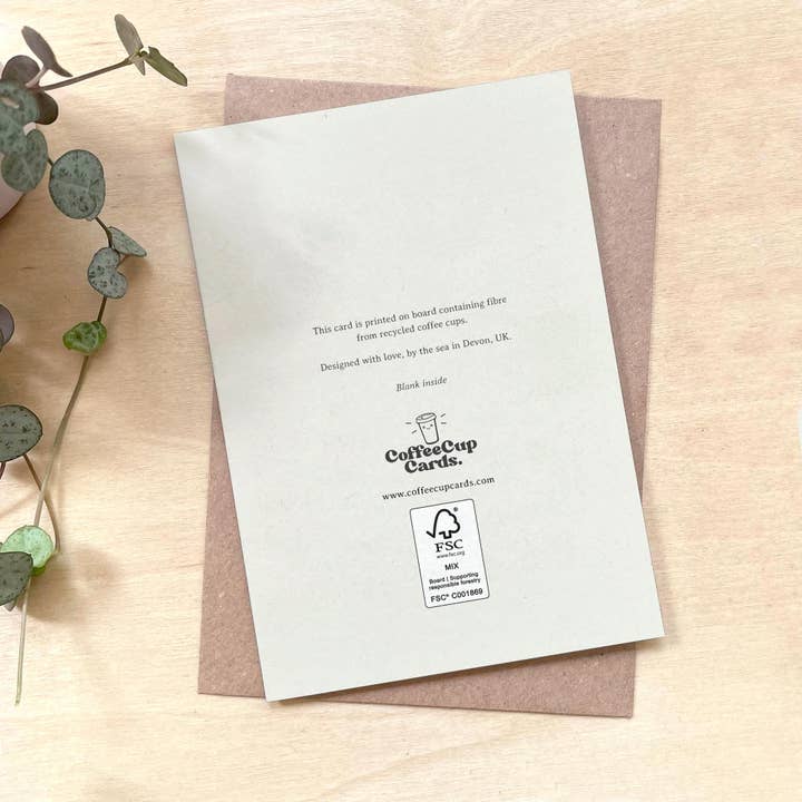 Coffee Cup Cards – wholesale Love card – 'I Think You're Pretty Swell' Recycled Coffee Cup Card (Copy)
