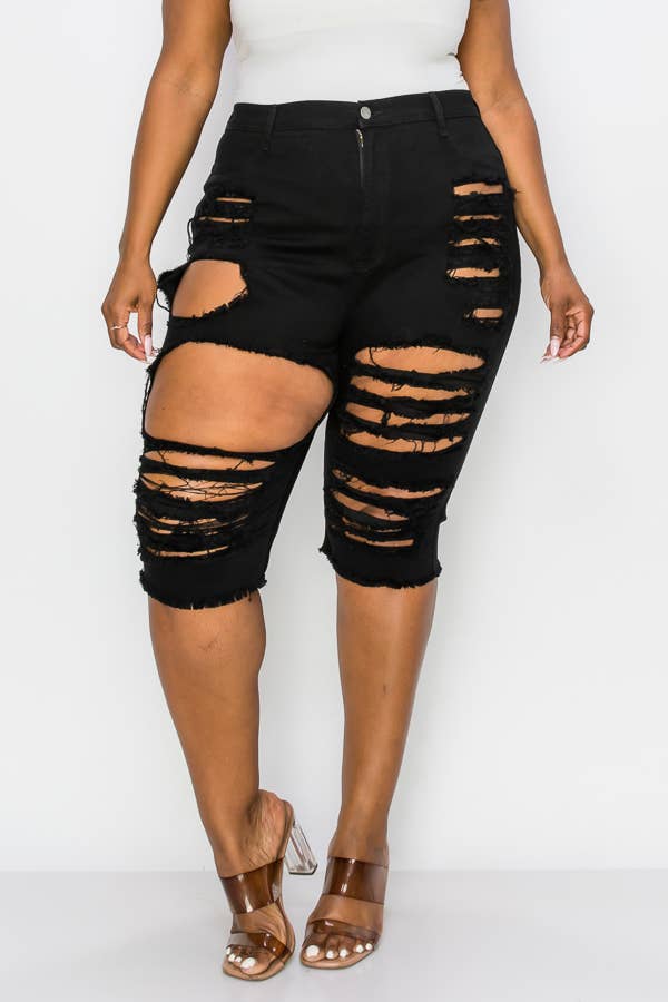 The Map Jeans - Wholesale Shorts - Women's - Curvy Plus-Size Bermuda Jean Shorts 5006P5