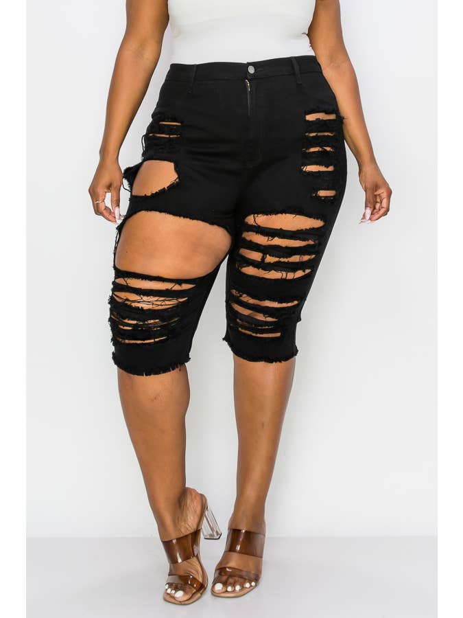 The Map Jeans - Wholesale Shorts - Women's - Curvy Plus-Size Bermuda Jean Shorts 5006P5