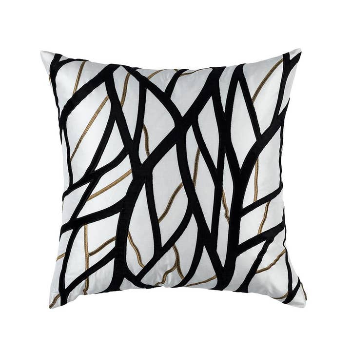 Twig European Pillow Ivory / Gold / Black 28X28 for wholesale by Lili Alessandra