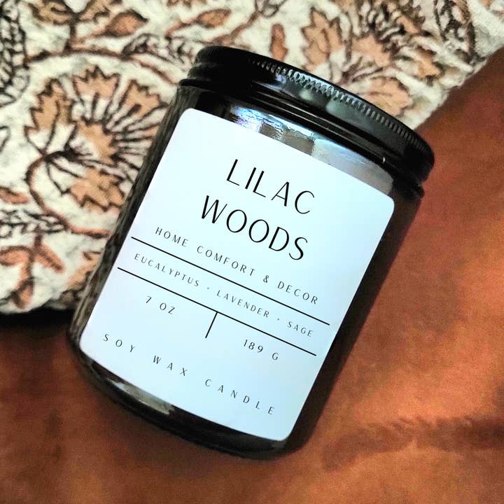 Bougie de soja en verre ambré Lavande et sauge ~ 7 oz pour la vente par Home Comfort and Decor LLC