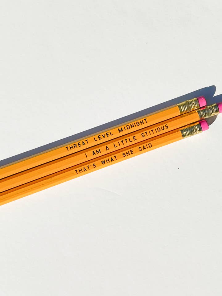 Threat Level Midnight Pencils for wholesale by Hey There Princess