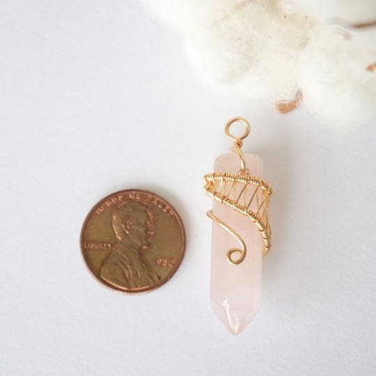 Raw Stone Elegance - Wholesale Pendant/Charm Necklace - Pink Rose Quartz Crystal Point Necklace, Valentines Day Gift6
