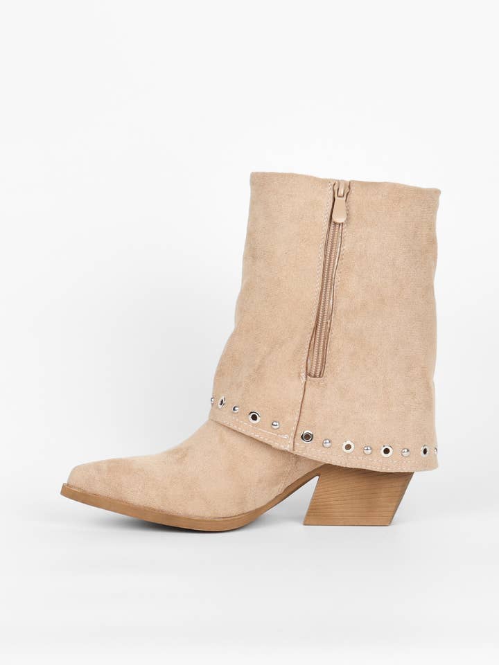 La Bottine Souriante - Wholesale Cowboy Boots - Women's - Western Ankle Boots with Studs – Block Heel and Suedette19