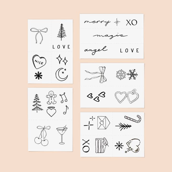 INKED by Dani - Wholesale Temporary Tattoo - Holiday Ornament Temporary Tattoo Pack