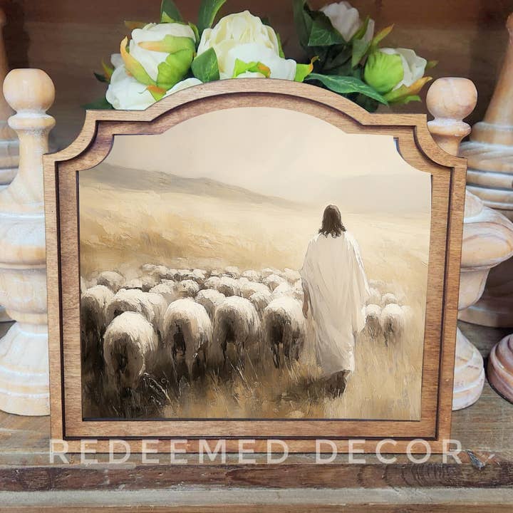 Redeemed Decor - Wholesale Decorative Tabletop Object - Provincial Jesus Sheep Framed Art 0