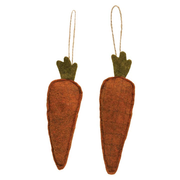 The Hearthside Collection - Wholesale Ornament Set - 2/Set, Primitive Carrot Ornaments