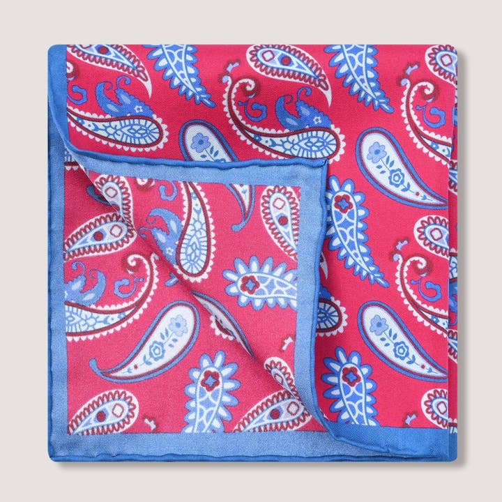 Brian Oak Limited – wholesale Pocket square – Men’s – Crimson Red Paisley Print Pocket Square