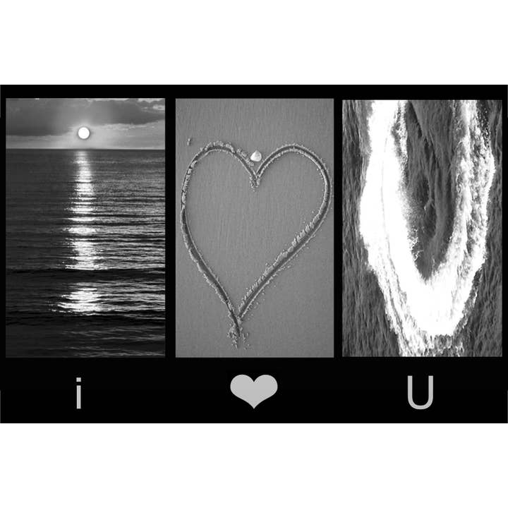 Tarjeta de felicitación "I (corazón) U_02" con fotografía de alfabeto para venta al por mayor de PhotoWord Art